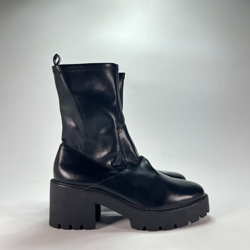 DV by Dolce Vita Tale Black Platform Lug Sole Ankle Sock Boots Women's Size 12